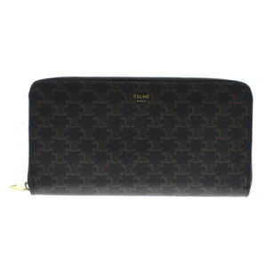 Celine Macadam Zip Around Long Wallet Leather Black Brown